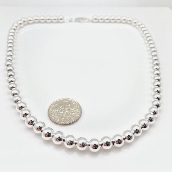 Vintage Han Sterling Silver 16” 8mm Bead Ball Necklace Made in Italy 40 grams - Picture 2 of 4
